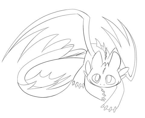 Cute Night Fury Dragon Coloring Page